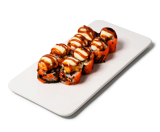 Ролл запеченый с лососем и угрем 1